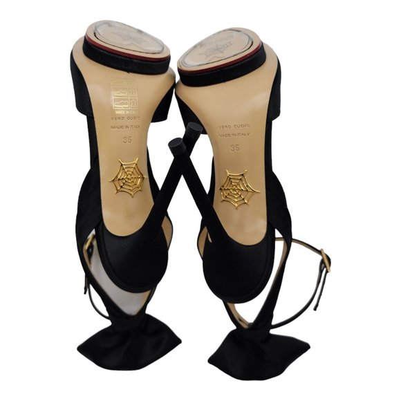 Charlotte Olympia Wallace Bow-Back Satin Evening Sandal - Black - Picture 7 of 7